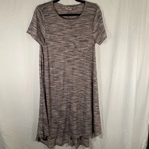 LulaRoe Midi Dress Women’s XS Pink Short Sleeve Crew Neck Front Pocket